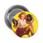 Vintage Vinyl Girl Buttons