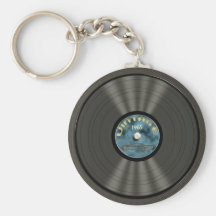 Vintage Vinyl Record (blue) Keychain