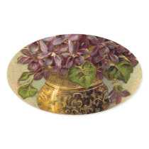 Vintage Violets Golden Vase Sticker
