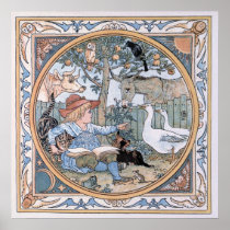 Vintage Walter Crane: The child, the animals Print