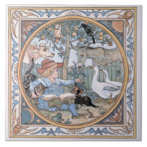 Vintage Walter Crane: The child, the farm animals Ceramic Tile