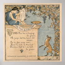 Vintage Walter Crane: The fox and the grapes Poster