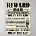 Vintage Wanted Poster Billy the Kid posters