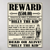 Vintage Wanted Poster Billy the Kid