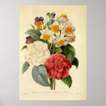 Vintage Wedding Bouquet, Blooming Flowers Print