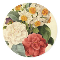 Vintage Wedding Bouquet, Blooming Flowers Round Sticker