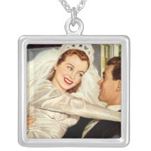 Vintage Wedding Bride and Groom, Happy Newlyweds Custom Jewelry