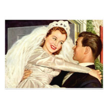 Vintage Wedding Bride and Groom, Save the Date Invites