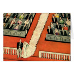 Vintage Wedding Ceremony, Bride Groom Newlyweds Greeting Card
