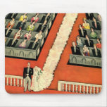 Vintage Wedding Ceremony, Bride Groom Newlyweds Mouse Pad