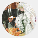 Vintage Wedding Ceremony, Bride Groom Newlyweds Sticker