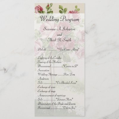 Wedding Ceremony Text on Wedding Ceremony Text On Vintage Wedding Ceremony Program Personalized