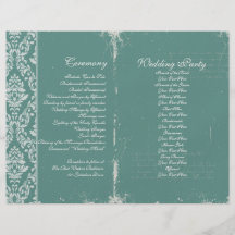Vintage Wedding Ceremony Program Teal Personalized Flyer