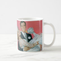 Vintage Wedding, Groom Carrying Bride, Newlyweds Coffee Mug