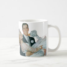 Vintage Wedding, Groom Carrying Bride, Newlyweds Coffee Mug