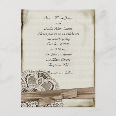 Vintage Look Wedding Invitation Postcard Old Worn And Texturedlook Paper