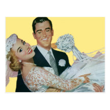 Vintage Wedding Save the Date! Happy Newlyweds Post Cards