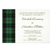 Vintage Wedding, Tartan Davidson Modern Pattern Custom Announcements