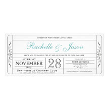 Vintage Wedding Ticket  Invitation