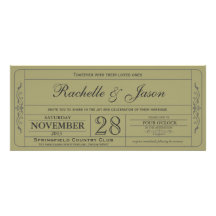 Vintage Wedding Ticket  Invitation
