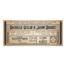 Vintage Wedding Ticket Invitation IV -- 40s era