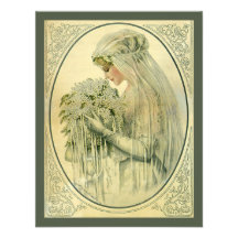 Vintage Wedding, Victorian Bride Bridal Portrait Personalised Invite