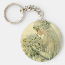 Vintage Wedding, Victorian Bride Bridal Portrait Key Chains