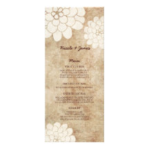 Vintage White Dahlia Floral Wedding Menu Personalized Invitation