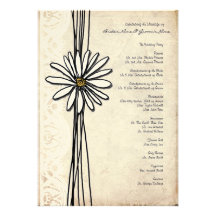 Vintage White Daisy Wedding Program Custom Announcement
