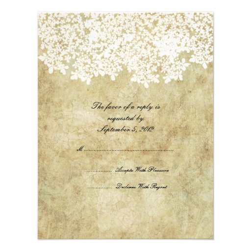 Vintage White Floral Wedding RSVP Custom Announcements