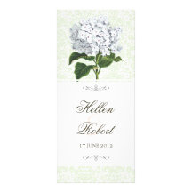 Vintage White Hydrangea Wedding Ceremony Program Full Colour Rack Card