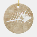 Vintage White Ocean Seahell Beach Christmas Ornaments