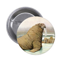 Vintage Wild Animal, Walrus Iceberg in the Arctic Pin