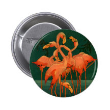 Vintage Wild Animals Birds, Pink Flamingos Tropics