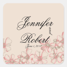 Vintage Wildflower Coral and Cream Envelope Seal Stickers