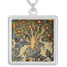 Vintage William Morris Woodpeckers Personalized Necklace