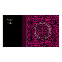 Vintage Wine Damask and Celtic Knot Sleeves Business Card Template
