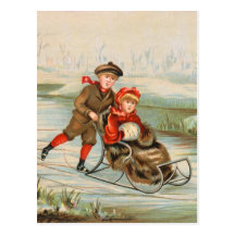 Vintage Winter Sledding Postcards