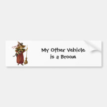 Vintage Witch and Cat Bumper Sticker
