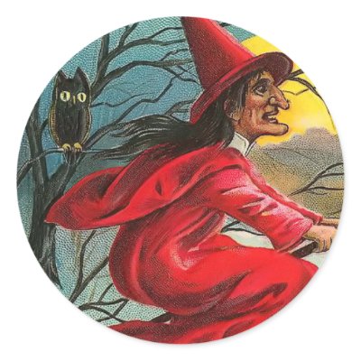 Vintage Witch and Cat Sticker Sticker by Vintage_Gifts