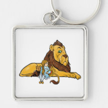 Vintage Wizard of Oz, Cowardly Lion, Dorothy, Toto Key Chain