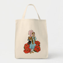 Vintage Wizard of Oz, Dorothy, Red Poppy Flowers Tote Bags