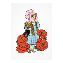 Vintage Wizard of Oz, Dorothy, Red Poppy Flowers Custom Invitation