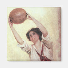 Vintage Woman Basketball Player Refrigerator Magnet