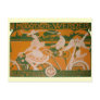 Vintage Woman Cycling with Cupid Postcard