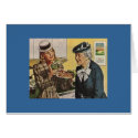 Vintage Woman Shows Casserole to Elder cards