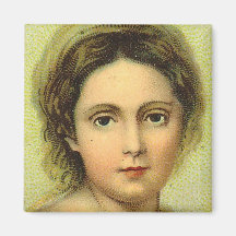 Vintage Woman's Face Square Fridge Magnet