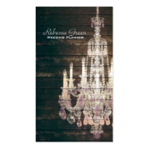 vintage woodgrain purple chandelier fashion business card template