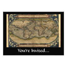 Vintage World Map Atlas Historical Design Custom Announcements