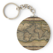Vintage World Map Atlas Historical Design Keychains